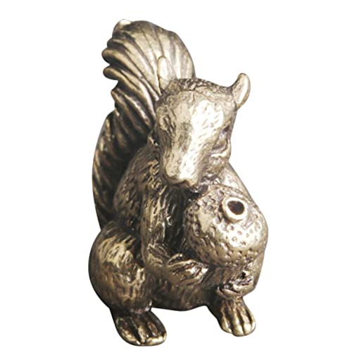 Ciieeo Eichhörnchen aus Messing Schlangendekor Liebenswert Messing Tierfigur Messing Tierskulptur tortendeko Einschulung Desktop-Ornament Eichhörnchen-Statue aus Messing Golden von Ciieeo