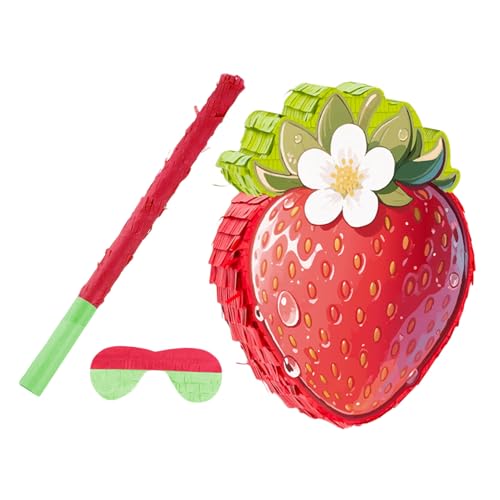 Ciieeo Erdbeer-piñata aus Karton mit Robustem Aufhänger und Füllöffnung Bunte Krepppapier-deko für Erdbeer-geburtstagsfeier Sommer-fruchtparty Spielzubehör mit Stick und Augenmaske Ciieeo Erdbeer-piñata aus Karton mit Robustem Aufhänger und Füllöffnung Bunte Krepppapier-deko für Erdbeer-geburtstagsfeier Sommer-fruchtparty Spielzubehör mit Stick und Augenmaske von Ciieeo
