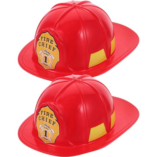 Ciieeo Feuerwehrhelm Für Erwachsene 2 Stück Feuerwehrmann-Hut Feuerwehrchef-Hüte Feuerwehrmann-Kostüm-Helm Feuerwehrmann-Hut Roter Helm Kopfbedeckung Für Feuerwehrmann-Party-Kostüm von Ciieeo