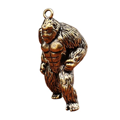 Ciieeo Gorilla-Schlüsselanhänger Desktop-Gorilla-Figur Gorilla- Schreibtisch-Statue Gorillafigur aus Messing Gorilla Schlüsselanhänger Miniaturfigur Kupfer-Gorilla-Skulptur Golden von Ciieeo