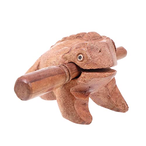 Ciieeo Holzschnitzerei Handgefertigt Vogelstatue Guiro Raspelinstrument Musikspielzeug Froschinstrument Froschdekoration Glücksskulptur Tierautodekoration Heimdekoration von Ciieeo