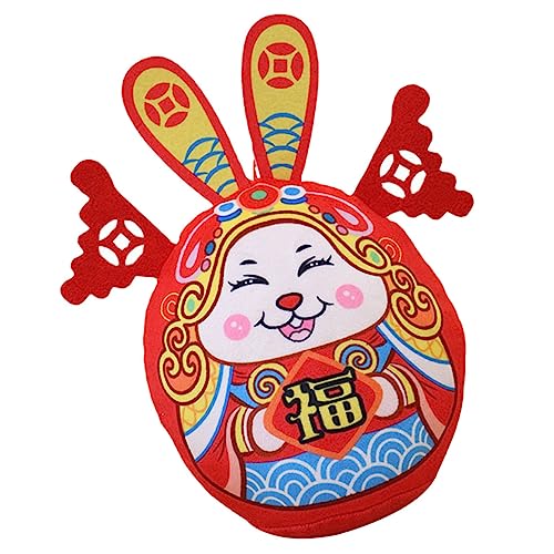 Ciieeo Jahr des Kaninchens Plüschtier Chinesische Neue Stoffkaninchenpuppe Plüschtiere Kaninchenjahr Maskottchenpuppe Plüschhase Stofftier Stoffhasenpuppe Tierpuppenspielzeug Desktop von Ciieeo