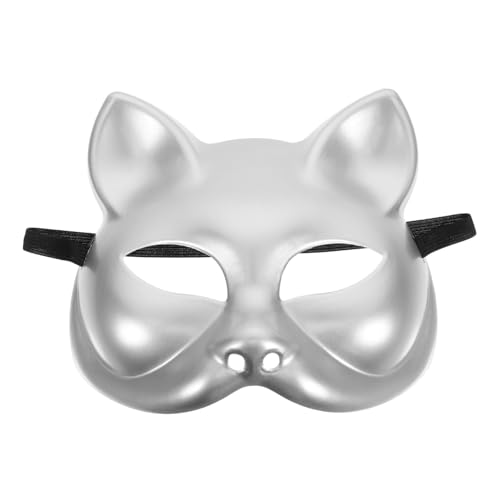 Ciieeo Katze Gesichtsmaske Japanische Kabuki-maske Fuchs-cosplay-maske Japanische Fuchsmaske Karneval-maske Fuchskostüm Maske Kostümmasken Maske Für Erwachsene Tiermasken Silver Plastik von Ciieeo