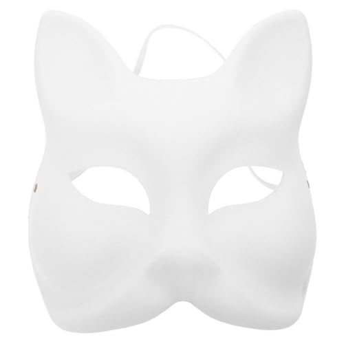 Ciieeo Katzenmaske Weiße Papierfuchsmasken Leere Maske – Unbemalte Wolfstier-Halbgesichtsmasken Diy-Farbe Maskerade-Maske Kostüm-Requisite Für Halloween Karneval Cosplay Tanz von Ciieeo