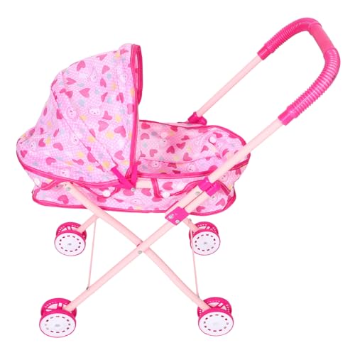 Ciieeo Kinderwagen Puppenwagen Puppenbuggy Puppenbuggy für Jungen Puppenbuggy Modell Babywagen Puppenspielhausdekorationen Puppenszenendekor Eisenrahmen Rosa von Ciieeo