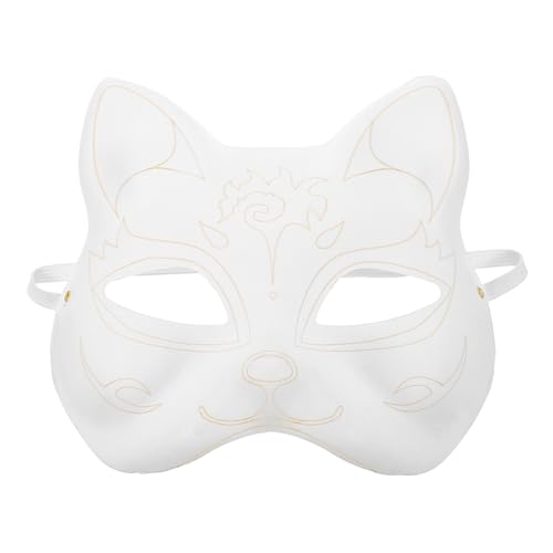 Ciieeo Katzenmaske Unbemalte Maskerade- Halloween Weiße Maskerade- Party-Maskerade- Weiß Für Erwachsene Cosplay- Bastelrohlinge Leeres Maskenpapier von Ciieeo