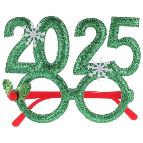 Ciieeo Silvesterbrille 2025 Zahl Glitzernd Weihnachtsbrille Neuheit Brille Geburtstagsparty Gastgeschenke Zubehör Fotoautomaten-Requisiten Kinder Erwachsene Cosplay-Kostüm von Ciieeo