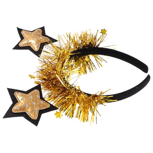 Ciieeo Stern-Stirnband Weihnachts-Haarband Glitzer-Stern-Haarband Happy Star Neujahrs-Stirnband Weihnachts-Haar-Accessoires Für Party Festival Urlaub Geburtstag Gold von Ciieeo