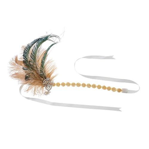 Ciieeo Stirnband Stirnbänder für Damen Kopfschmuck für Cosplay Haarschmuck für Damen Frauen Kostüm Kopfbedeckungen Stirnbänder für Erwachsene Vintage Kopfbedeckung Flapper-Kopfstück Feder von Ciieeo