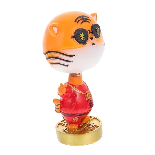 Ciieeo Tiger Wackelkopf Ornament Tiger Dekoration Fürs Auto Tiger Schmuckstück Auto Dekoration Spielzeug Wackelkopf Tiere Chinesische Tierkreiszeichen Figuren Auto Innenraum von Ciieeo