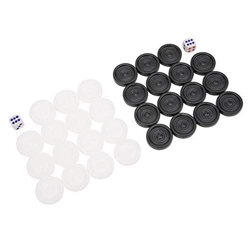 Backgammon Brettspiel Schwarz Weiß Backgammon Set Kunststoff Checkers International Checkers Set Kinder Spielzeug, 22mm von Cikonielf