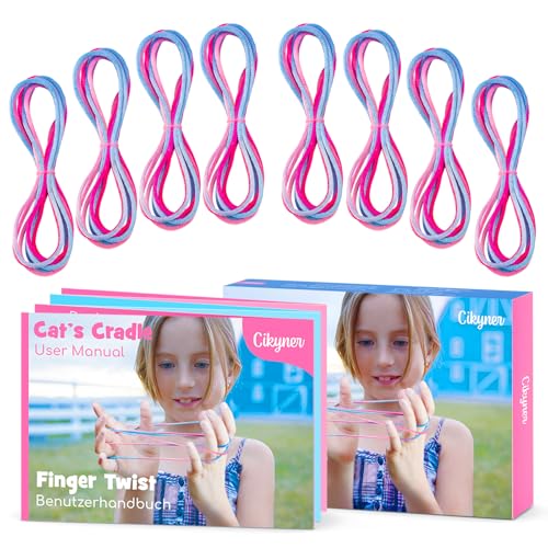 Cikyner Finger Twist, 8 Stück Fingerspiele 2m Lang 2mm Durchmesser Fadenspiele Für Kinder mit anleitung Polyester Bunt Fingertwist Ideal für Geschenke für Mädchen und Jungen zu Geburtstag, Ostern von Cikyner