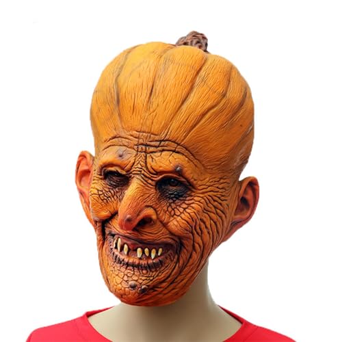 Cileznw Kürbis-Maske, gruselig, gruselige Halloween-Maske im Kürbis-Design, Kopfbedeckung, modische festliche Maske für Karneval, Bühnenaufführung von Cileznw
