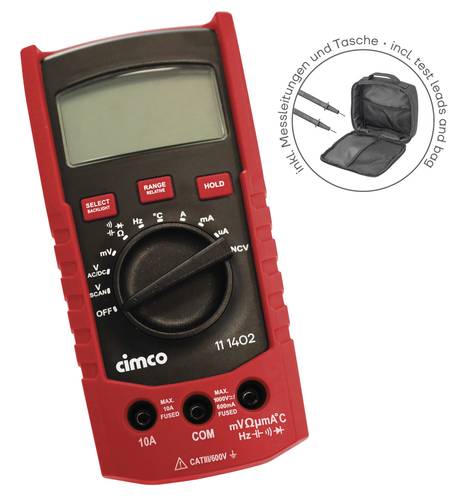 Cimco DMM 310 Hand-Multimeter digital inkl. Tasche CAT IV 600V von Cimco