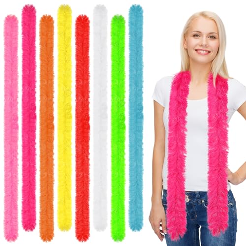 Cindeer 8 Stück Federboas Set Künstliche Flauschige Boas Dekoration für Damen Kostüm Kleid Mädchen Tee Party (Mehrfarbig) von Cindeer