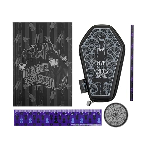 Cinereplicas Wednesday - Coffin Stationery Set - Satz von 5 - Offizielle Lizenz von Cinereplicas