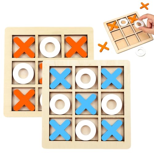 2 Sätze Tik Tak Toe Tic Tac Toe Extreme Tic Tac Holzspiel Interaktives Brettspiele Geeignet Für Die Bildungsentwicklung Und Die Intellektuelle Logik Von Kindern (Blau Und Weiß/Orange Und Weiß) von Cinsersr