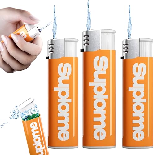 3 Stück Feuerzeug Wasser Spritzt Prank Wasser Feuerzeug Funny Toy Water Water Spray Lighter Prank Wasserspritzen Feuerzeug Streichfeuerzeug Wasserpistole Streich Geburtstagsgeschenk (Orange) von Cinsersr