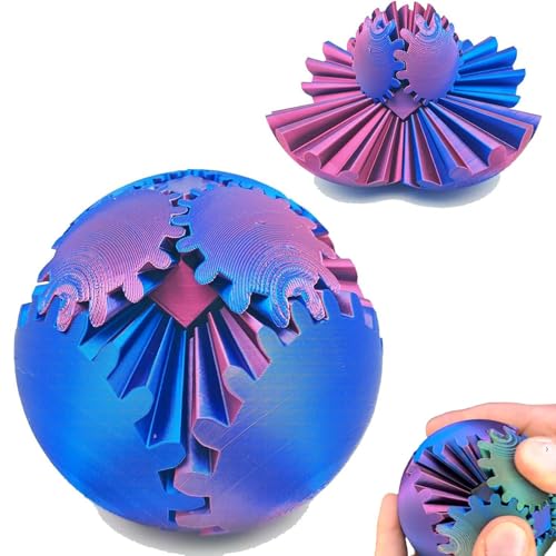 3D-Gedruckter Gear Ball,Würfel-Zappelball-Spielzeug, Gear Ball Fidget, Das Steampunk-Wirbelwunder-Zappelball-Spielzeug,Cube Fidget Ball Toy Kann als Geschenk Verwendet Werden (Blau Rot) von Cinsersr