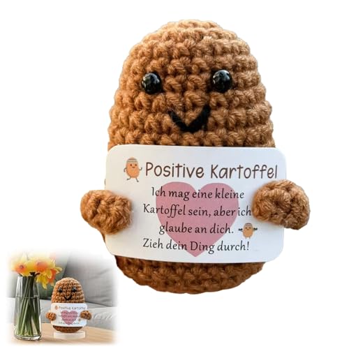 Cinsersr Positive Kartoffel Positive Kartoffel Deutsch Positive Potato Deutsch Positive Potato Kreative Strickwolle Potato Puppe mit Energiekarte, Geschenk für Freunde Besserung (Dunkelbraun). von Cinsersr