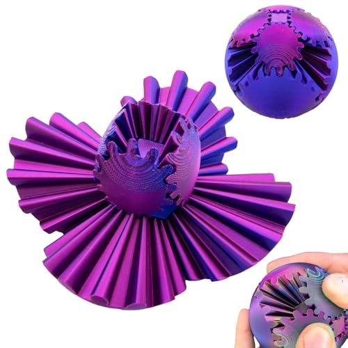 Gear Ball 3D, Würfel-Zappelball-Spielzeug 3D Printed Angst-Entspannungsspielzeug, Cube Fidget Ball Toy, Gear Ball Fidget Toy Geeignet für Kinder und Erwachsene 3D-Gedruckter Gear Ball (Lila) von Cinsersr