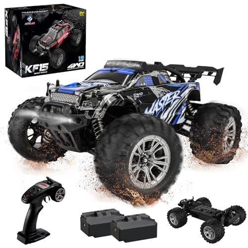 Ferngesteuertes Auto 40 km/h mit 4WD, 1:16 RC Auto Offroad mit Licht 2.4Ghz, 40 Minuten Geländegängige Outdoor RC Car, Bürstenlose Wasserdichte RC Truggy RC Truck, Geschenke für Jungen Erwachsene Blau von Circlio