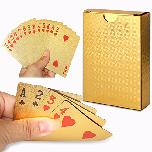 Cisixin 24K Luxus Goldfolie Poker Spielkarten mit Box von Cisixin