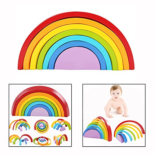 Cisixin Regenbogen Spielzeug Set,Regenbogen Holzspielzeug von Cisixin