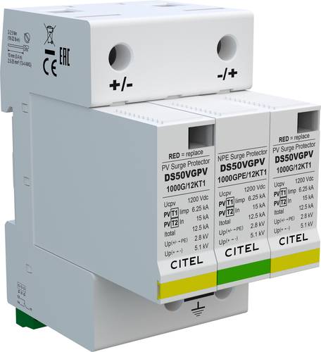 Citel 482313 DS50VGPVS-1000G/12KT1 Kombiableiter Überspannungsschutz für: Verteilerschrank 60 kA 1 von Citel