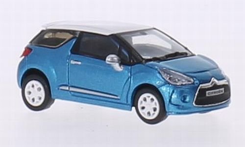 Citroen DS3, metallic-hellblau/weiss, 2010, Modellauto, Fertigmodell, Norev 1:87 von Citroen