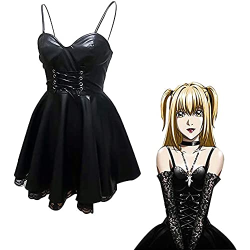 Anime Death Note Cosplay Misa Amane Anime Halloween Kostüm Gothic Korsett Kleid Damen Schwarzes Lederkleid Carnival Dress Cosplay von Ciyoulio