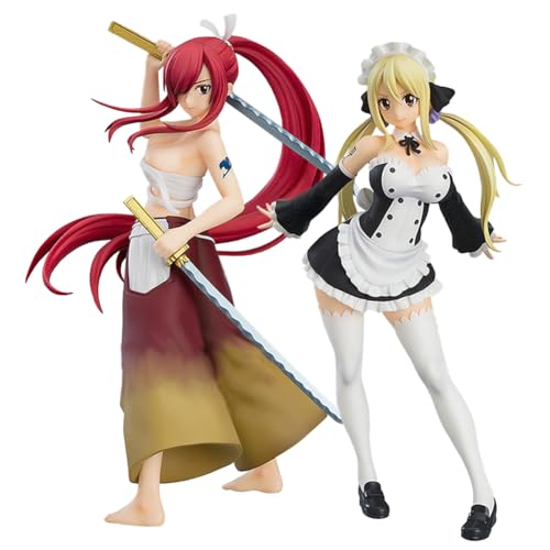 Ciyoulio Anime Fairy Tail Figuren Erza Scarlet Figur Katana Halten/Niedliche Lucy Heartfilia Figur, Stehende Anime Szene Figur Manga Statue Geschenk von Ciyoulio