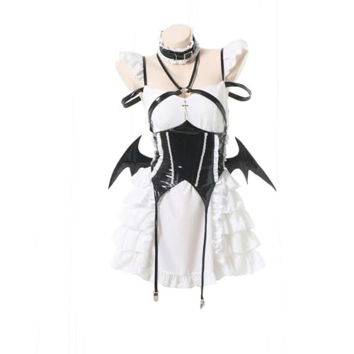 Ciyoulio Anime Maid Dress Cosplay Kurumi Tokisaki Gothic Vampir Kleid, Damen Halloween Dämon Kostüm Karneval Fledermaus Kleid Anime Maid Outfit von Ciyoulio