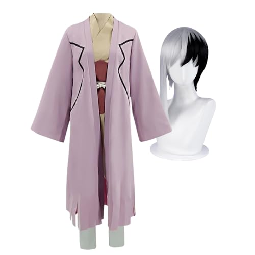 Ciyoulio Gen Asagiri Cosplay Kimono Anime Kostüm Senku Ishigami Outfit, Mittelalterliches Kostüm Herren Kimono Outfit Anime Karneval Kostüm Set von Ciyoulio