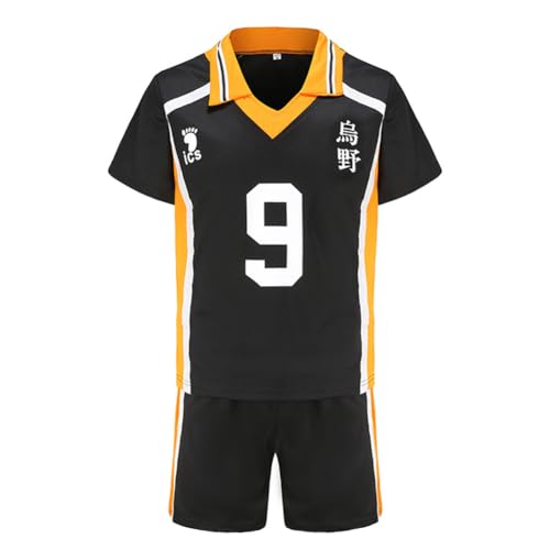 Ciyoulio Haikyuu Cosplay Trikot Karasuno Shoyo Hinata Tobio Kageyama Cosplay Uniform Anime Trikot 9/10, Halloween Kostüm Anime Jersey Sportkleidung von Ciyoulio