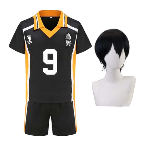 Ciyoulio Haikyuu Cosplay Trikot Karasuno Shoyo Hinata Tobio Kageyama Cosplay Uniform Anime Trikot 9/10, Halloween Kostüm Anime Jersey Sportkleidung von Ciyoulio