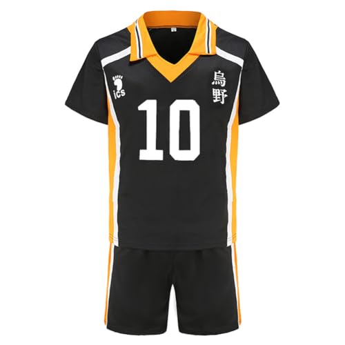 Ciyoulio Haikyuu Cosplay Trikot Karasuno Shoyo Hinata Tobio Kageyama Cosplay Uniform Anime Trikot 9/10, Halloween Kostüm Anime Jersey Sportkleidung von Ciyoulio