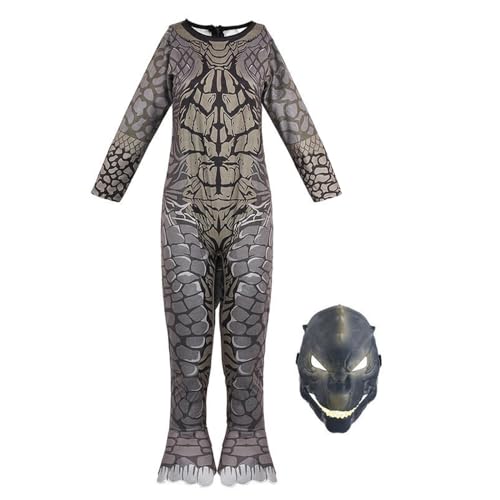 Ciyoulio Lustiges Halloween Kostüm Skelett Outfit Dinosaurier Jumpsuit Mit Maske, Halloween Cosplay Set Karneval Monster Kostüm Für Bühnenshow von Ciyoulio