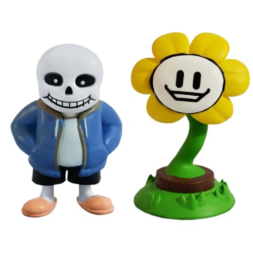 Ciyoulio Niedliche Videospiel Figuren Deko Sans/Flowey Asriel Mnini Figuren Mit Zubehör, Spielfiguren Anime Desktop Figur Karikatur Statue Geschenk von Ciyoulio