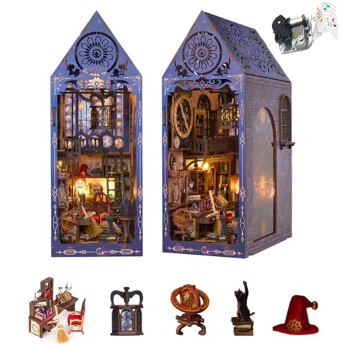 Cjeuxnr 3D Book Nook Kit, DIY Miniatur Haus Kit für Erwachsene Dekorative Buchstützen Bücherregal Gasse Dekor Holzpuzzle Buchstützen Geschenke für Frauen Teenager von Cjeuxnr