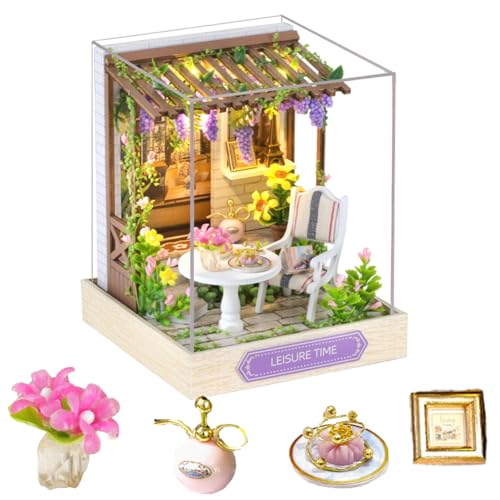 Cjeuxnr 3D Holzpuzzle DIY Haus Bauset mit Möbliertem und Staubschutz, Miniatur DIY Holz Puppenhaus für Mädchen Handwerk Freizeit Modell Puzzle Cjeuxnr 3D Holzpuzzle DIY Haus Bauset mit Möbliertem und Staubschutz, Miniatur DIY Holz Puppenhaus für Mädchen Handwerk Freizeit Modell Puzzle von Cjeuxnr