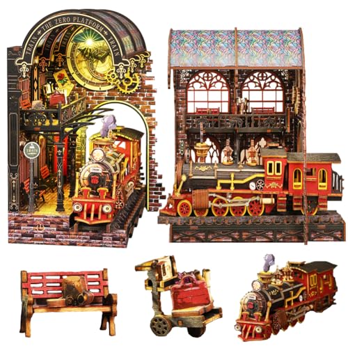 Cjeuxnr DIY Book Nook Kit, 3D Puzzle Miniatur Bahnhof Bücherregal-Einsatz, Weihnachtsthema Puppenhaus, Erwachsenenhandwerksprojekt Cjeuxnr DIY Book Nook Kit, 3D Puzzle Miniatur Bahnhof Bücherregal-Einsatz, Weihnachtsthema Puppenhaus, Erwachsenenhandwerksprojekt von Cjeuxnr