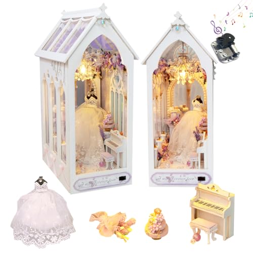 Cjeuxnr DIY Book Nook Kit Miniatur Hochzeit Kleidung Haus 3D Holzpuzzle mit LED-Lichtern Bücherregal Lnsert Dekor Buchstütze Puppenhaus Kit Basteln für Erwachsene Cjeuxnr DIY Book Nook Kit Miniatur Hochzeit Kleidung Haus 3D Holzpuzzle mit LED-Lichtern Bücherregal Lnsert Dekor Buchstütze Puppenhaus Kit Basteln für Erwachsene von Cjeuxnr