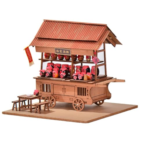 Cjeuxnr Miniatur Puppenhaus Kit mit Möbel Set, Holz Japanisches Geschäft Design, DIY Winziges Haus Gebäude Modell für Erwachsene, Kreatives Raumdekor Geschenk (Lin Family Wine Shop) von Cjeuxnr