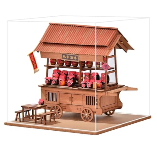 Cjeuxnr Miniatur-Puppenhaus-Set mit Möbelset, Holz Japanisches Laden-Design, DIY Winziges Hausbaumodell für Erwachsene, kreatives Raumdekor-Geschenk (Lin Family Wine Shop-with Dust Cover) von Cjeuxnr