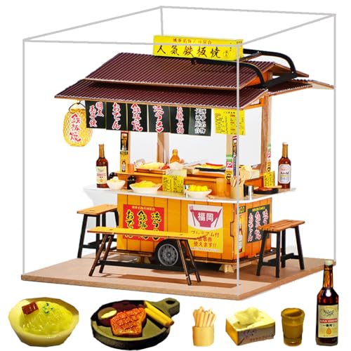 Cjeuxnr Miniatur-Puppenhaus-Set zum Selbermachen, japanisches Geschäft, Holzpuppenhaus, kleines Haus-Set mit Möbelbau, Modell-Puzzle-Spielzeug für kreative Geschenke (japanischer Laden mit von Cjeuxnr