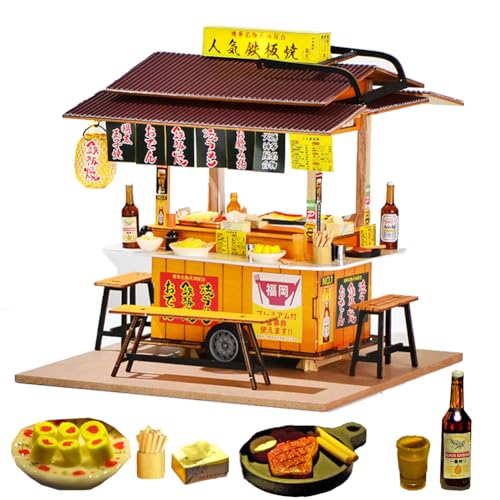 Cjeuxnr Miniatur-Puppenhaus-Set zum Selbermachen, japanisches Geschäft aus Holz, kleines Haus-Set mit Möbelbau, Modell-Puzzle-Spielzeug für kreative Geschenke (japanischer Shop) von Cjeuxnr