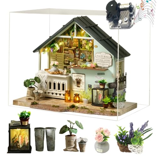 Cjeuxnr Miniaturhaus-Kit, DIY-Miniatur-Puppenhaus-Set für Erwachsene zum Bauen zum Leben, Holz-Bastelsets für Erwachsene, Mini-Modellbausätze mit LED, Geschenke zum Geburtstag, Weihnachten von Cjeuxnr