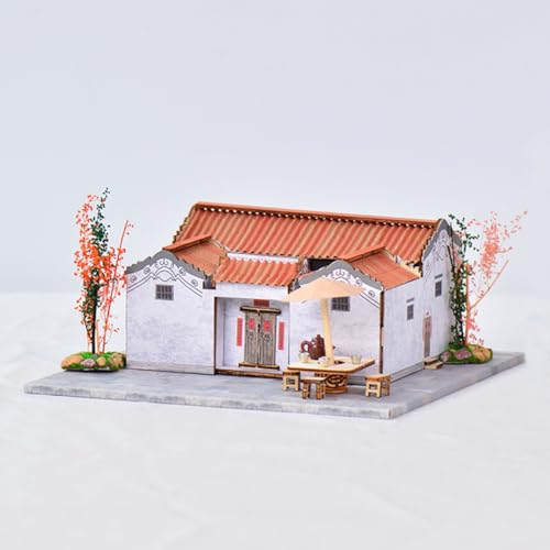 Miniatur-Puppenhaus-Set zum Selbermachen, handgefertigtes Mini-Haus aus Holz, chinesischer Stil, antikes Gebäude, Hofmodell, kreatives Zimmer, Geschenkidee für Erwachsene, Teenager, Liebhaber von Cjeuxnr