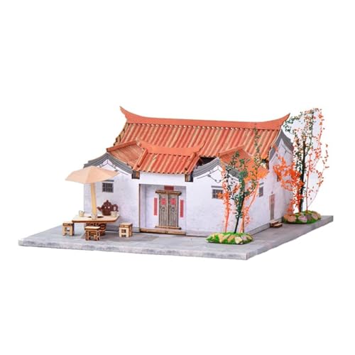 Miniatur-Puppenhaus-Set zum Selbermachen, handgefertigtes Mini-Haus aus Holz, chinesischer Stil, antikes Gebäude, Hofmodell, kreatives Zimmer, Geschenkidee für Erwachsene, Teenager, Liebhaber von Cjeuxnr